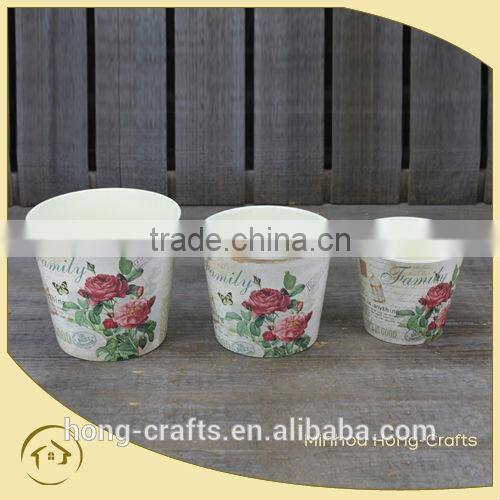 Hot Sale set/3 bulk rose design round plastic PP flower pot for garden