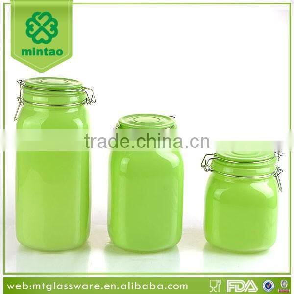 Ceramic Cookie Jar,Machine Made glass Jar with Seal Clip