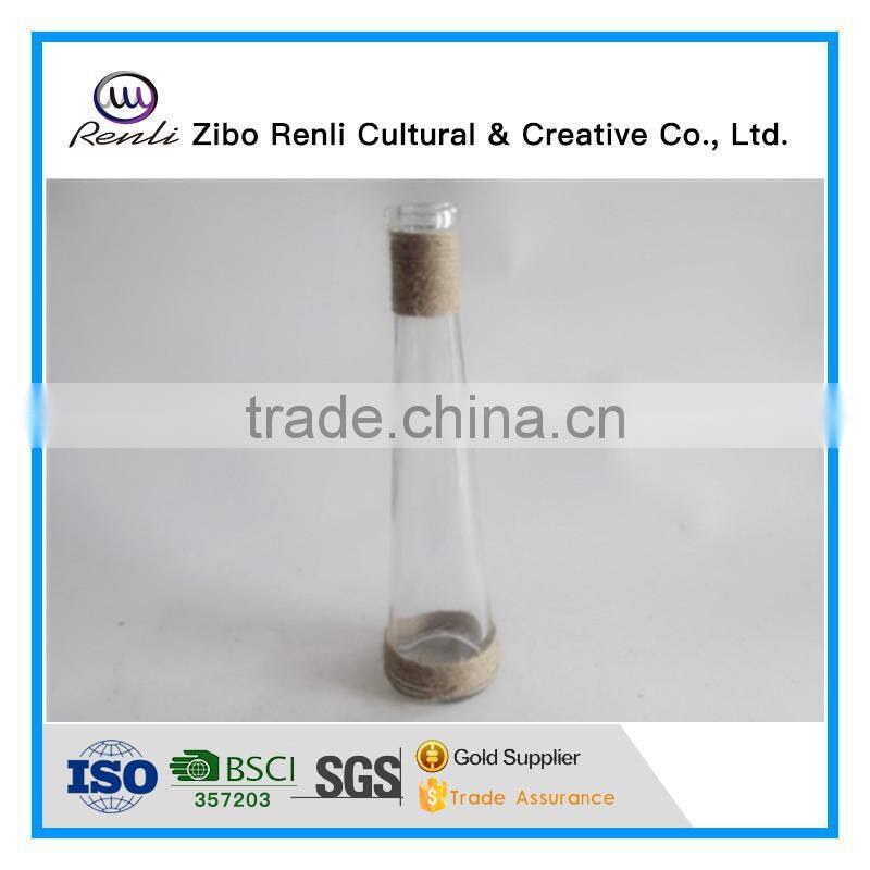 Clear Decorative Glass Vase with Rope Decoration for Single Flower