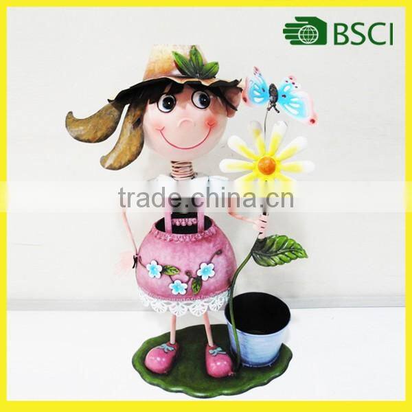 Special metal antique flower pot with ladybird for garden decoration