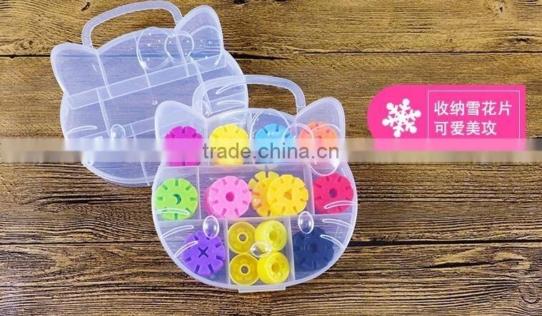 PP Plastic CAT Animal Shaped Cartoon Beads Clear Storage Box boxes with Handle