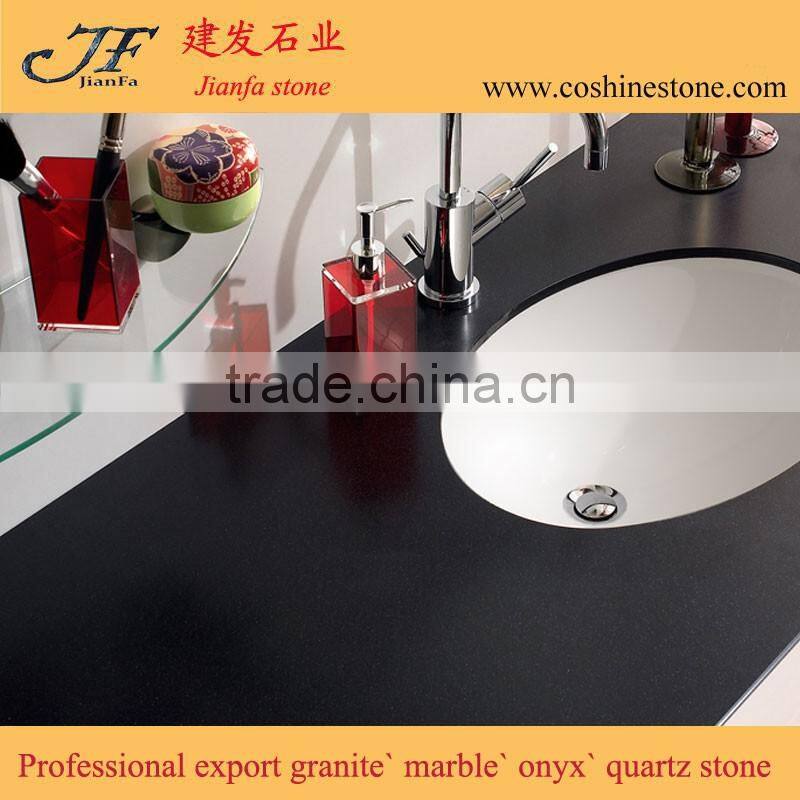 More popular hotel bathroom black color quartz vanity tops