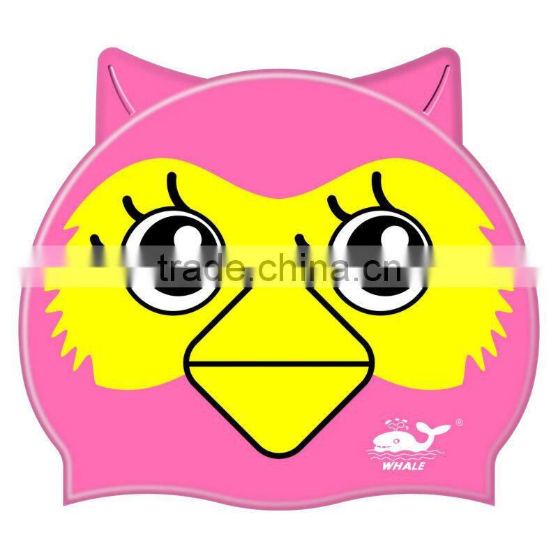 Kids Catoon swim cap with 100%silicone, Animal swim cap
