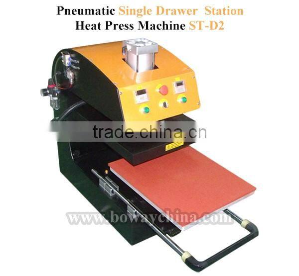 Single Small Size Drawing Out Stations Pneumatic Fabric Heat Press Printing Machine