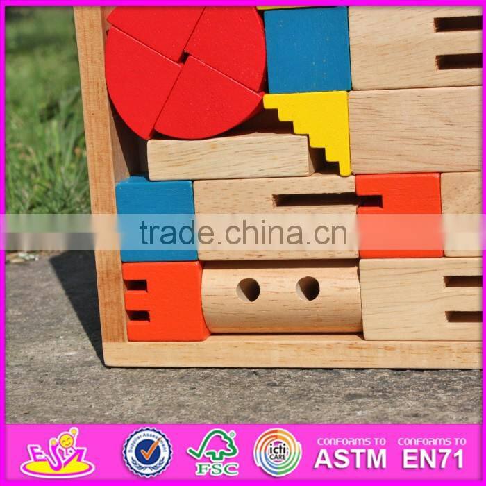 2016 Best sale 40 pieces funny wooden building blocks for kids W13A114