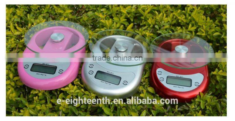 2016 new arrival hot sale 5kg 5000g/1g Digital Kitchen Scale Diet Food Weight Clock Countdown Alarm