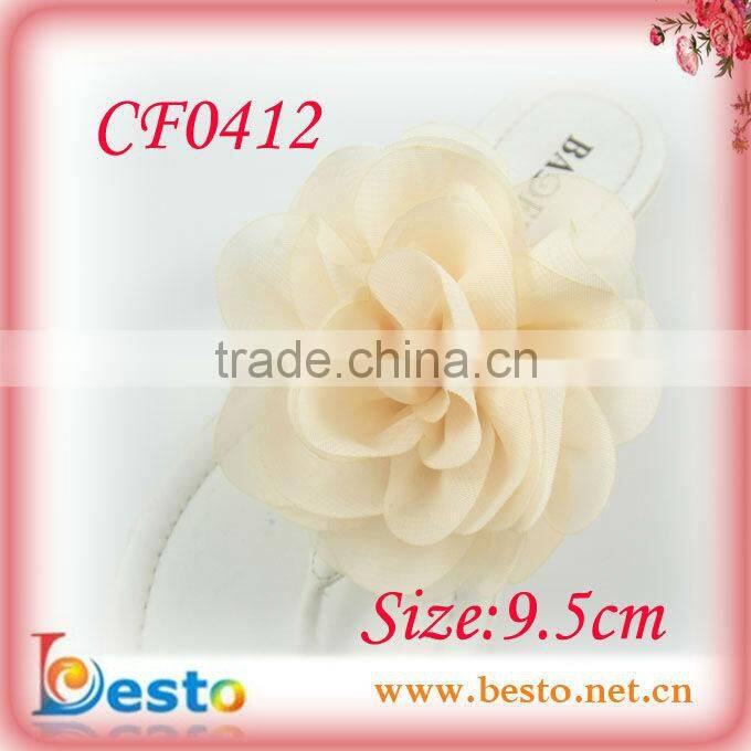 CF0412 Factory high quality ladies ivory chiffon fashion sandal accessories with clips