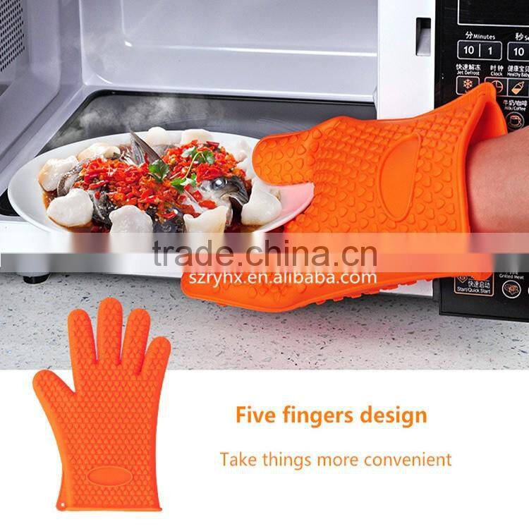 Silicone Heat Resistant Grilling BBQ Gloves for Cooking, Baking, Smoking & Potholder