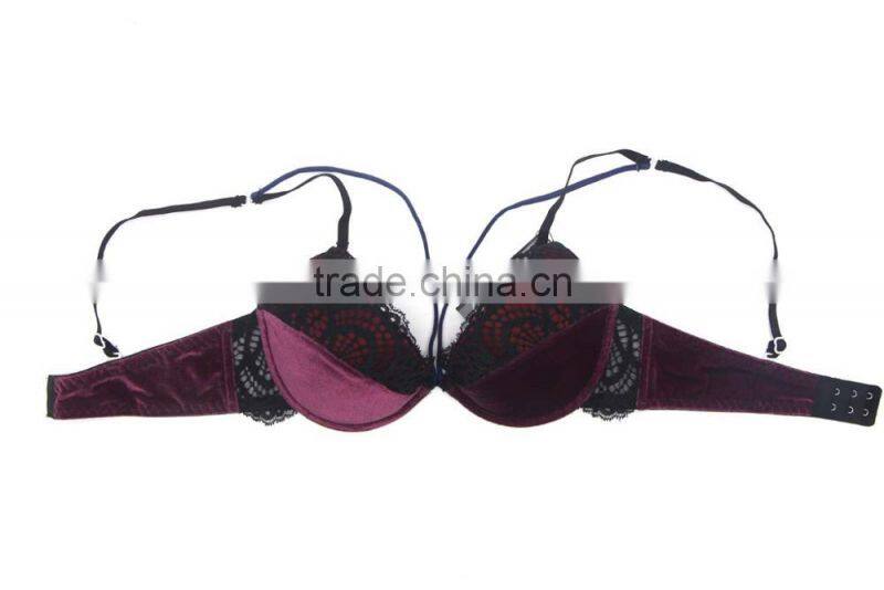 Ladies velvet lace push up bra new design