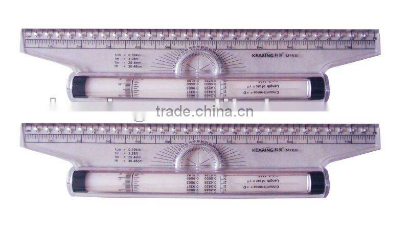 High quality single package plastic parallel rolling ruler with 30cm&12 inch for measuring