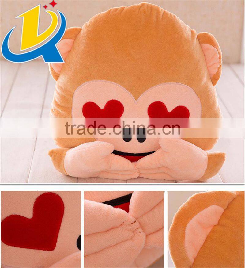 2016 Best selling high quality plush monkey emoji pillow