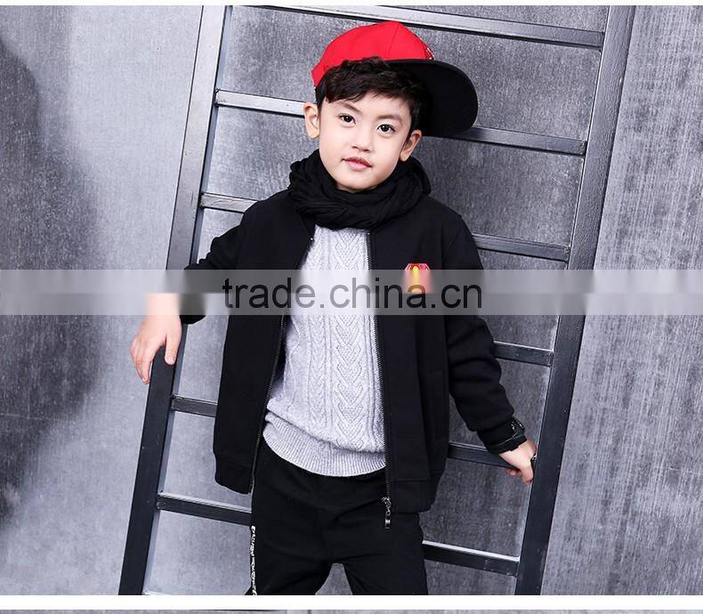 Pioneer Kids Promotion Direct Selling Regular Child Black Jacket Plus Velvet Thickening Outerwear 2016 Autumn Cartoon coat
