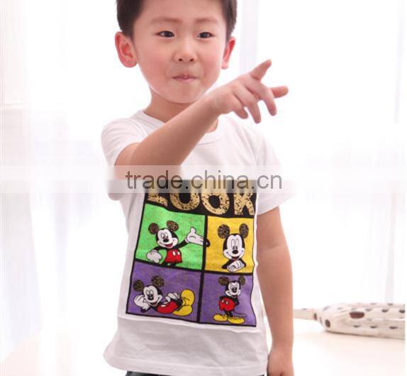 100% cotton printed short sleeve kid's t shirt o neck breathable child's t shirt