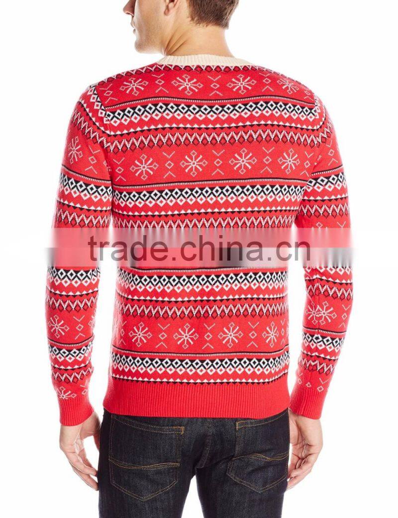 Men Light Kahki Sweater Double Reindeer Pattern Christmas Jumper Knitting Pattern s For Adults