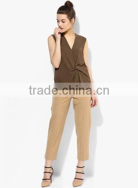 2016 new styles chino women pants ,khaki cropped chino pants