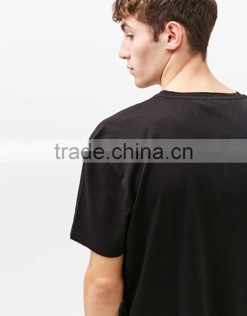 2017 Wholesale new design black t shirt with floral rubber print t shirts