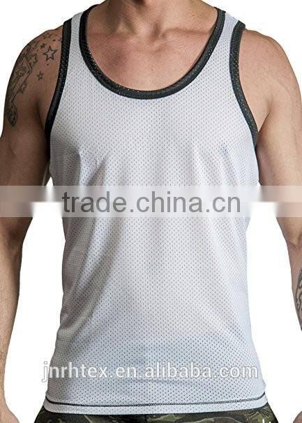 Custom mens polyester mesh sport gym tank top