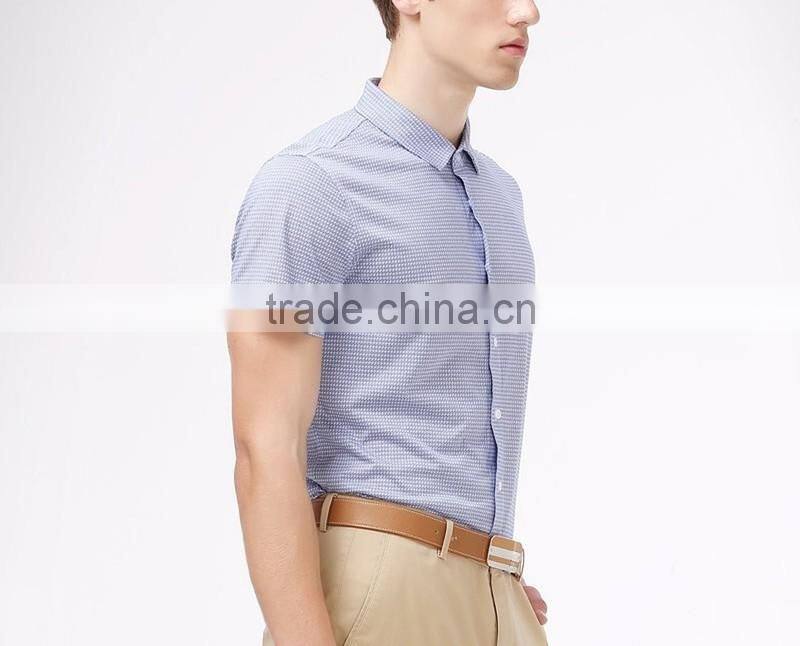 Mens fashion plaid casual shirts short sleeve OEM custom shirt cloth man