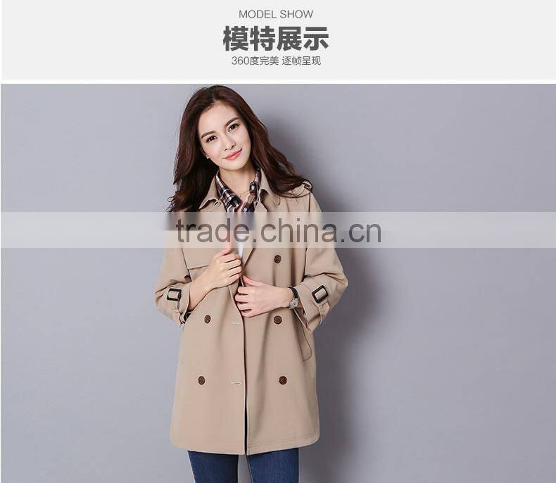 2015 High Quality Customized Spring Ladies Long Cotton Coat