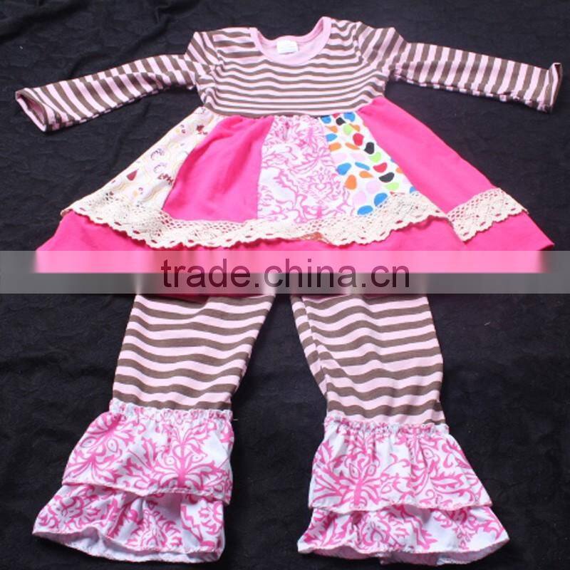 turkey wholesale children clothes bubble Splicing Flower Outfits sets LBYTZ001-67