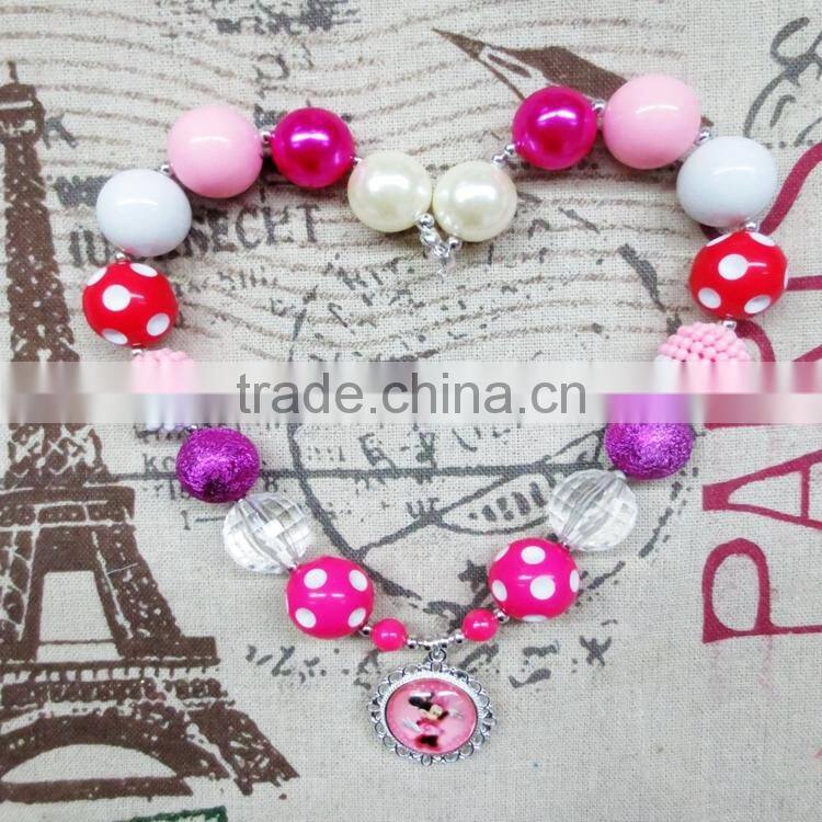 carton pendant chunky bubblegum bead baby necklaces wholesale