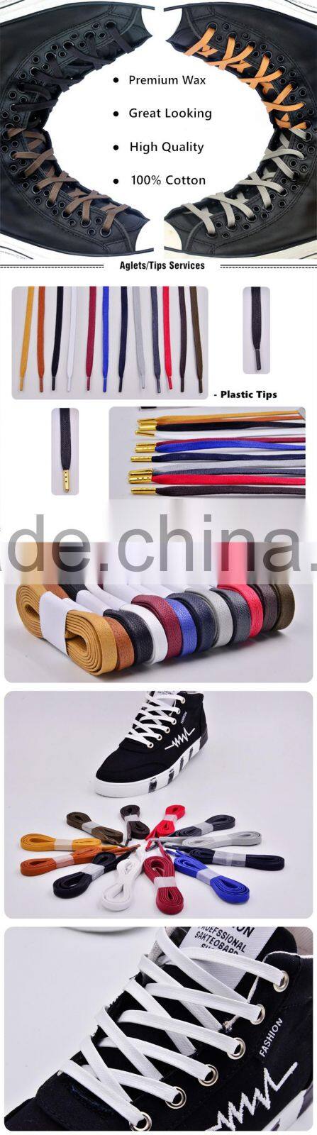 Recycle Waxed Flat Cotton Leather Accessories for All Court-Cross Shoes - All Size - 7-10mm width - Accept Custom - Brown