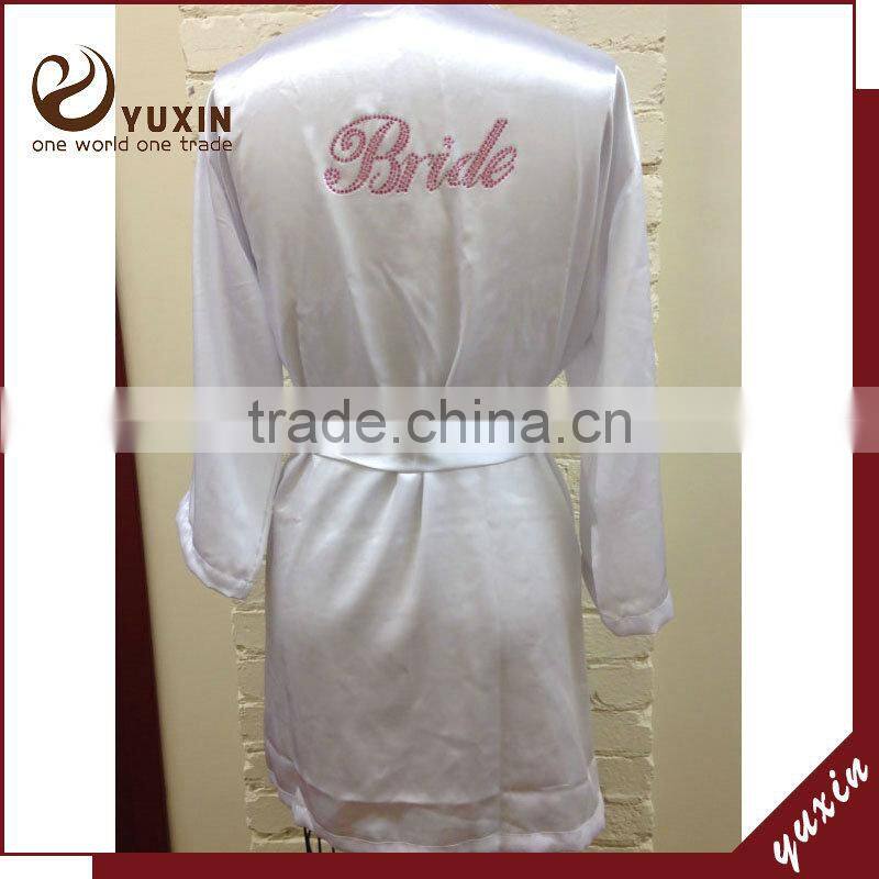 2015 New Customized Bride satin robe Embroidered Satin robe RW1-0009