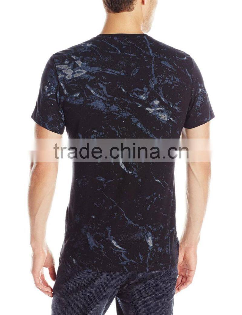hot sale silkscreen digital full print short sleeve V- neck marble t shirt wholesale