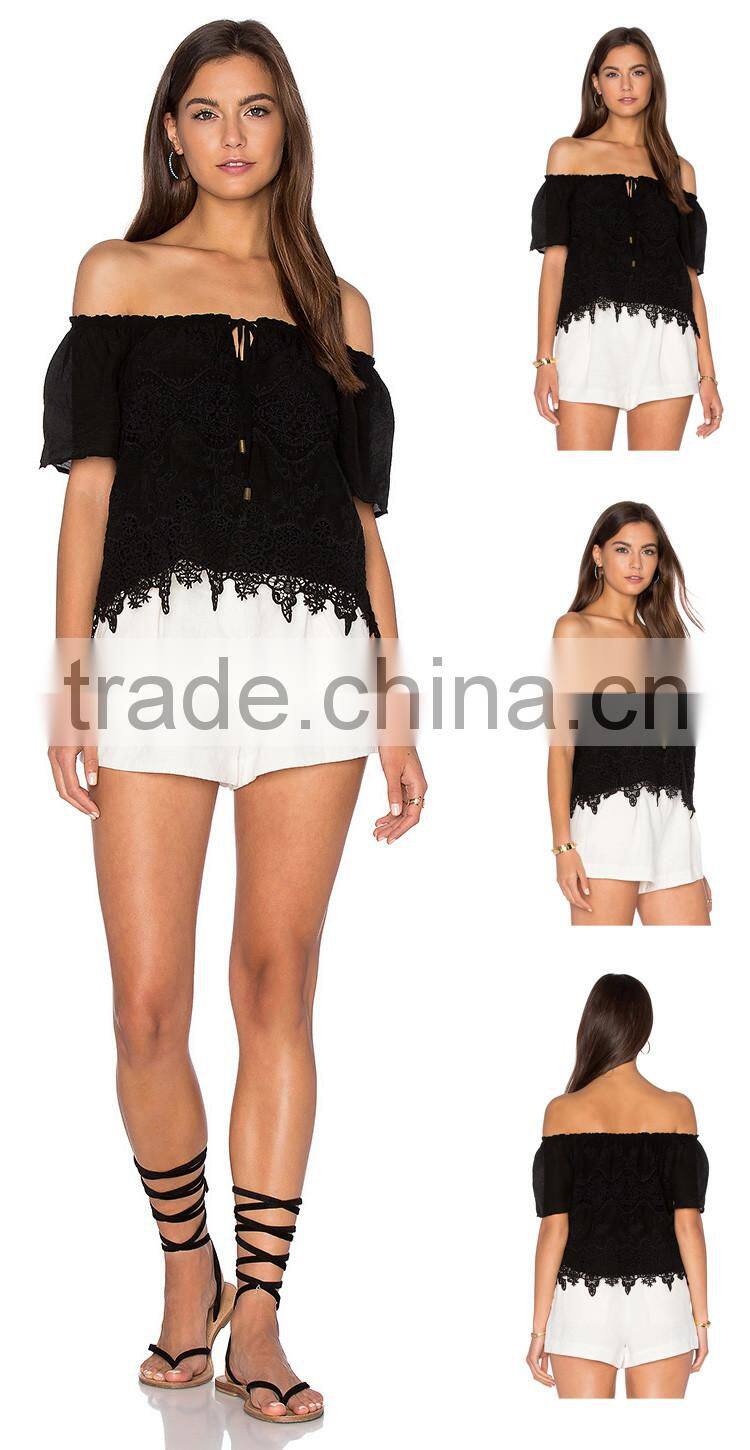 Ladies Black Lace Blouse Image Image Off Shoulder Style