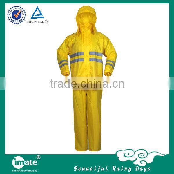 Fashional plastic folding raincoat with hat