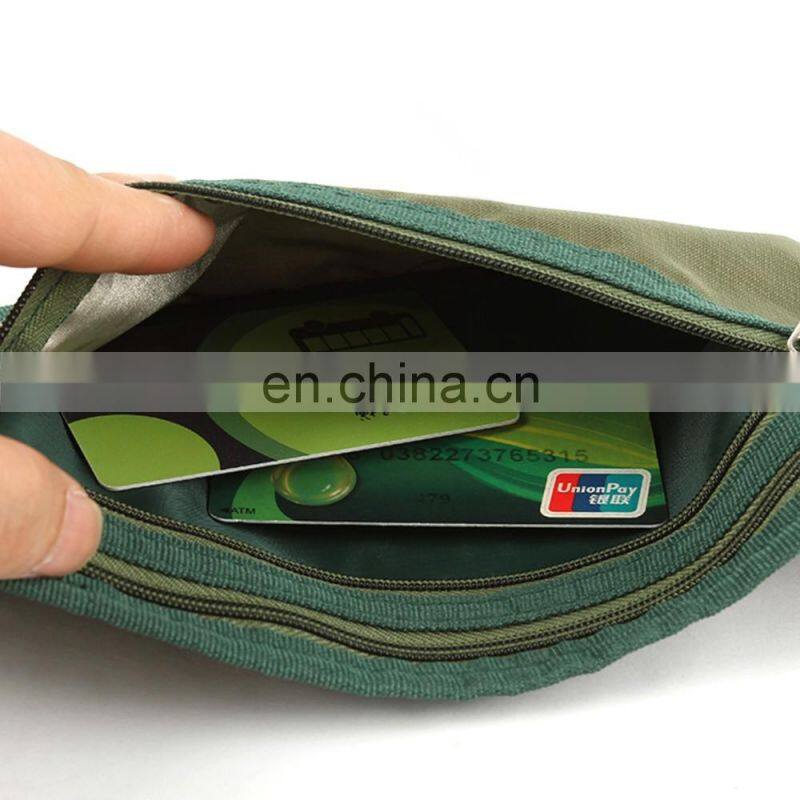 Printed Dark Green Travel Nylon Rfid Money Bag Women Waist Wallet