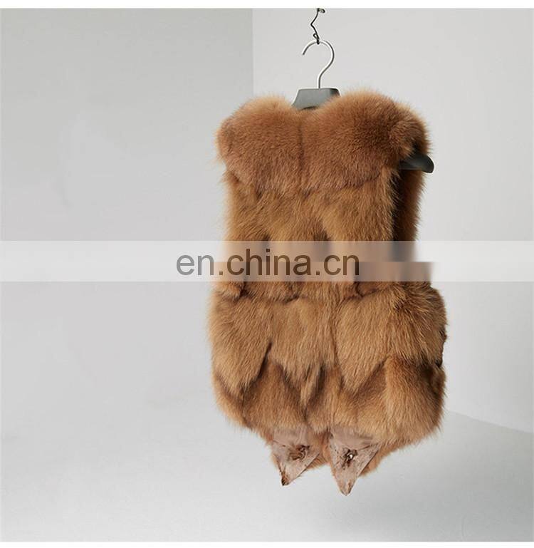 2017 Fashionable Women Real Fur Sleeveless Coat Women Genuine Fox Fur Vest
