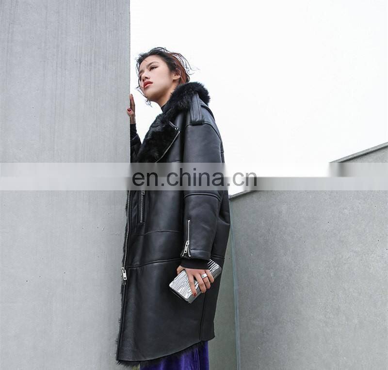 Real Sheep Fur Spring Tuscan Leather Jacket Long Sleeve Genuine Leather Jacket