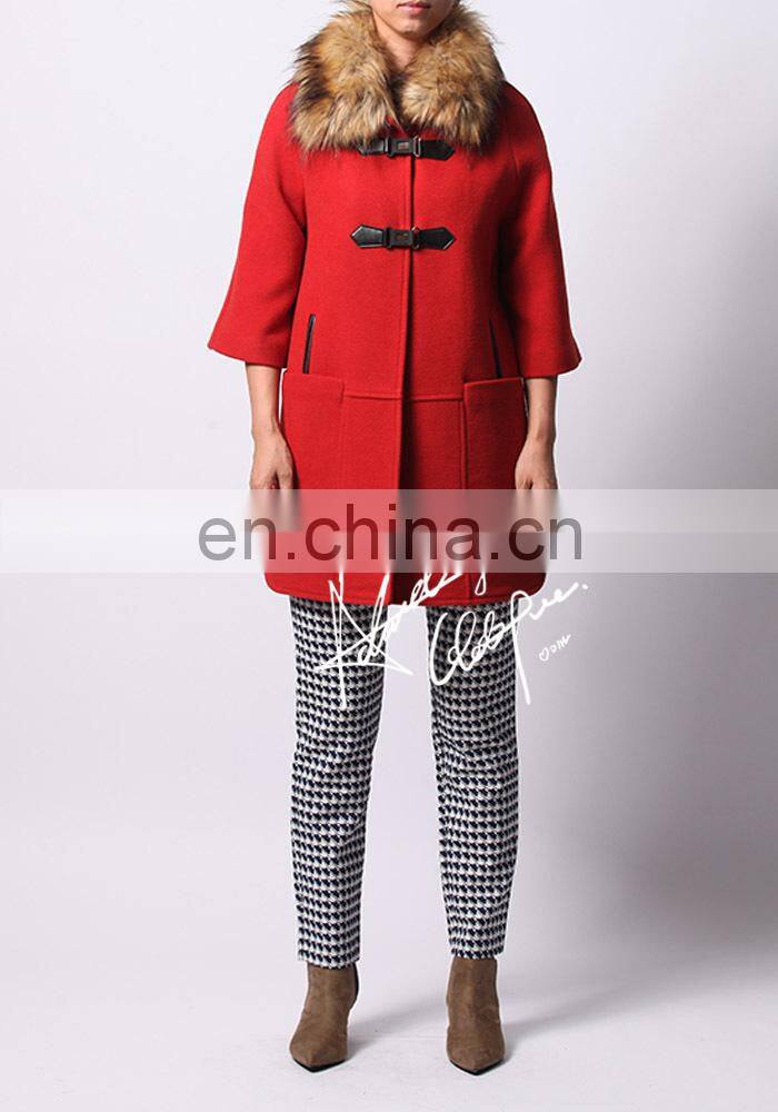 women ponchos winter woman wool coat with fur lady wool poncho coat