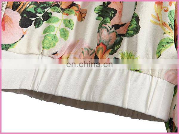 floral printed chiffon girl's jacket flower baseball top jacket