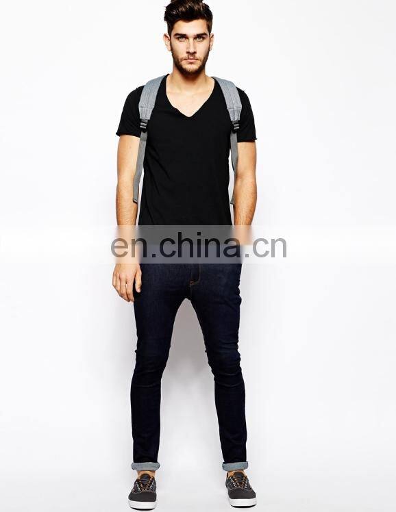 wholesale fashion v-neckline short sleeve mens t shirt OEM t shirt from garment factory t shirt for men
