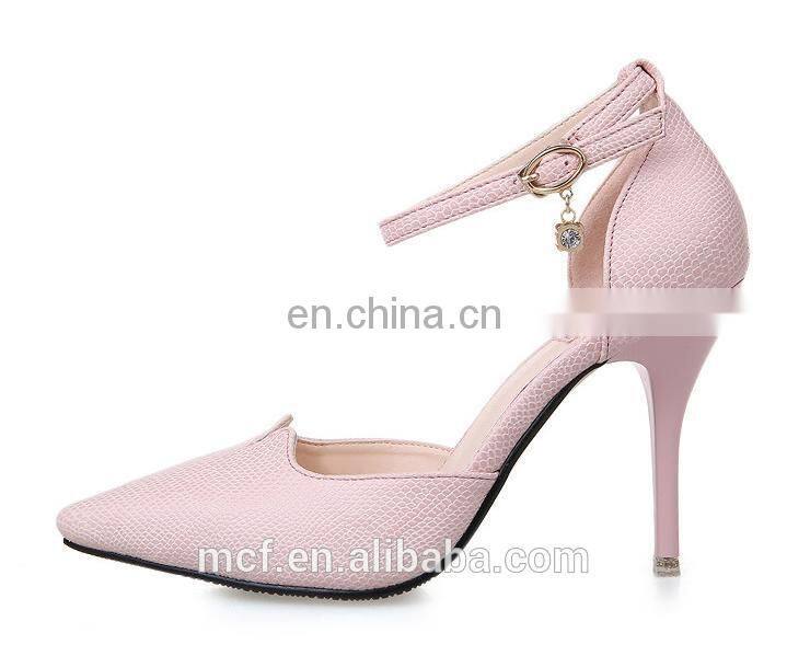 MCH-2391 New 2017 fashion OL A word buckle black sandals shoes women pink metal high heel shoes ladies suppliers for sale
