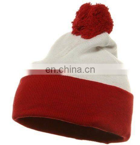 Hot sell High quality 100% acrylic assorted color jacquard knitted hat or winter beanie with lovely yarn ball