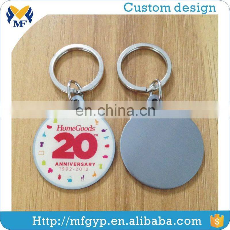 custom made round promotional metal keychain, key ring