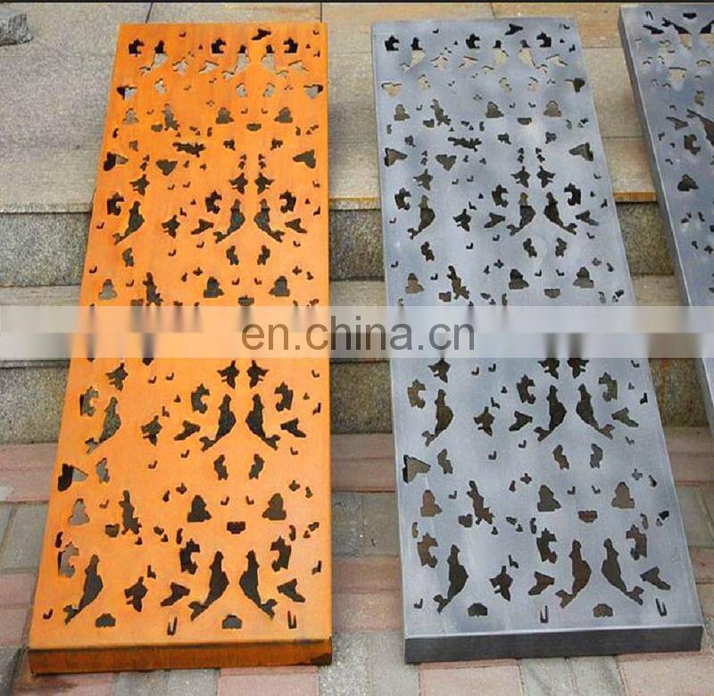 Corten steel garden screen art laser cut screen panels