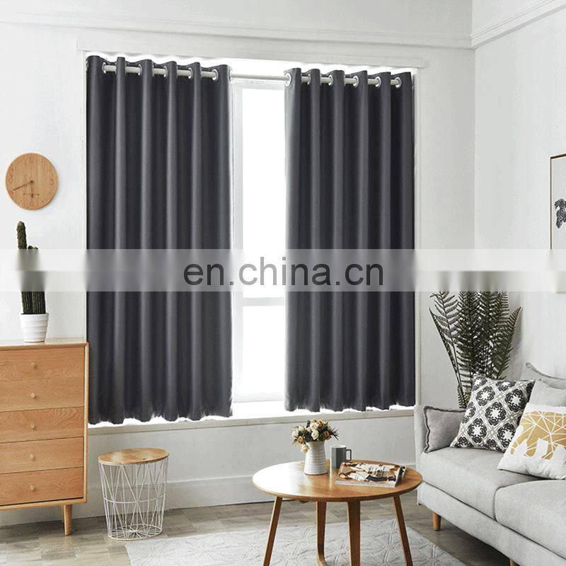 Solid colors textile materials living room windows ready made black out curtains