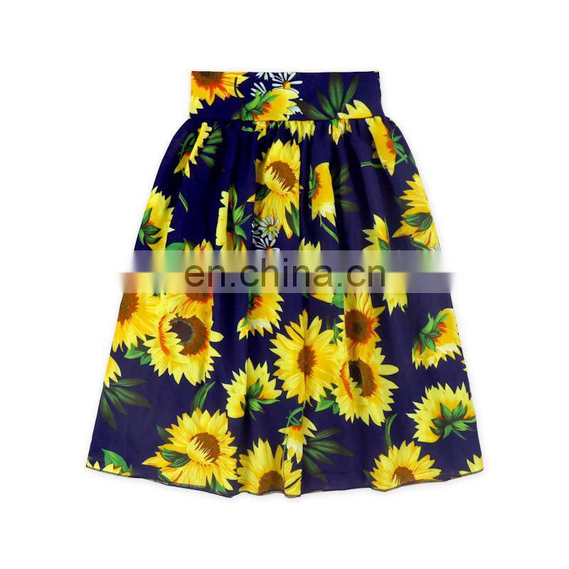 Custom baby girls petal skirts colorful prints fabric children girl maxi skirt
