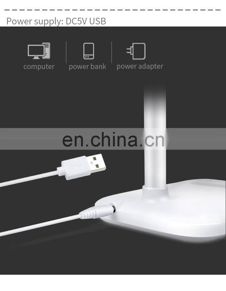 Flexible hotel led desk Reading Book light dimming lamp with usb charging port office desk foldable lamp touch control