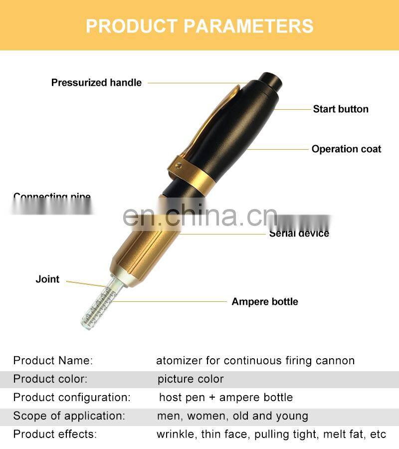 New 24k Gold Serum Adjustable No Needle Injection Hyaluronic Serum Pen Mesotherapy Gun for Lip Shape Wrinkle Remover