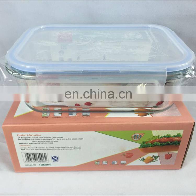 Microwave oven safe glass food storage container with snap locking lid