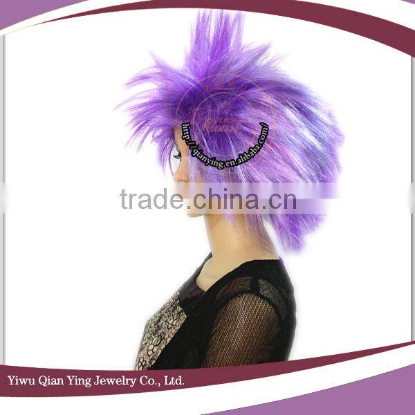cheap synthetic short halloween purple wig
