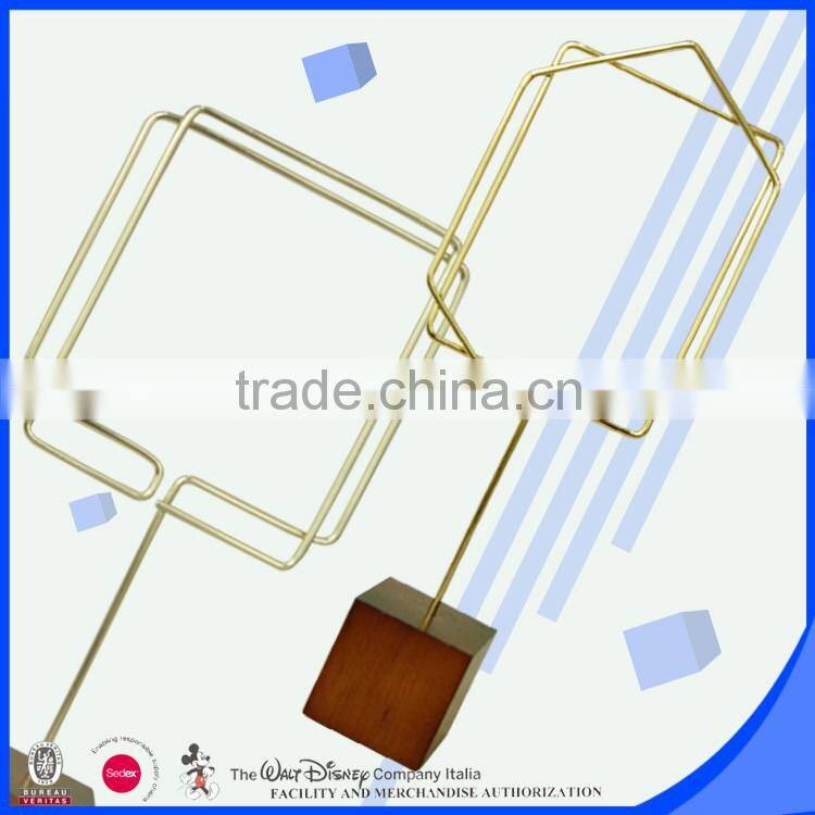 Cube wood base metal wire notes holder