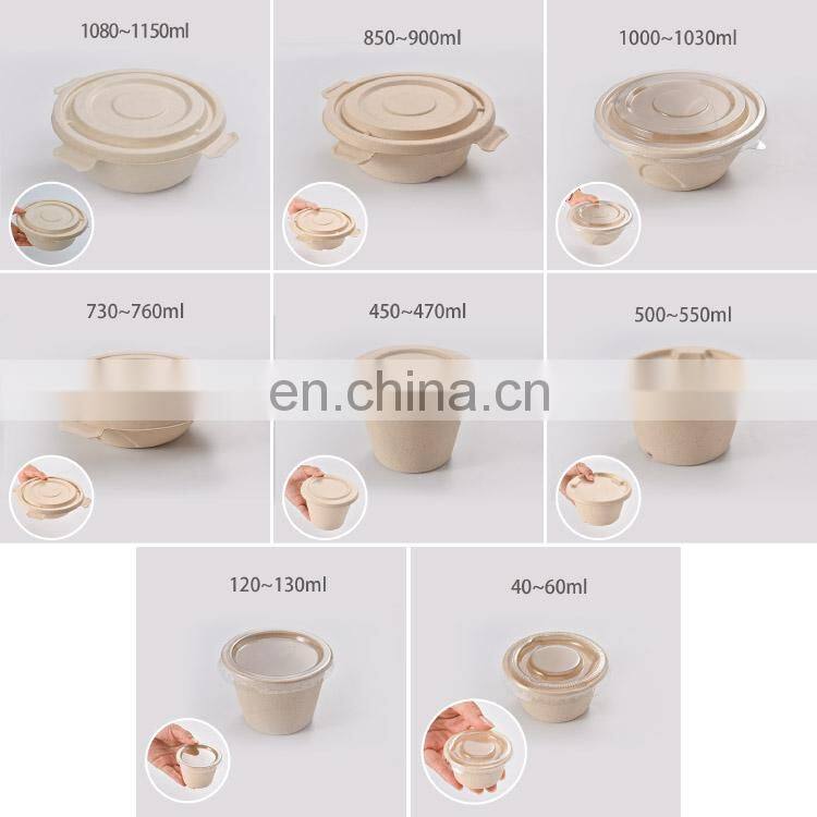 Sunkea 100% Biodegradable Food Packaging Wheat Straw Pulp Bowl Disposable Paper Eco-friendly Customized
