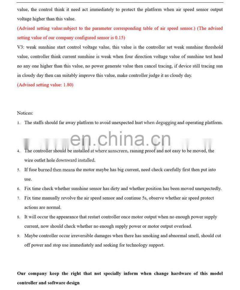 Automatic Dual Axis Solar Tracker Controller W/O Remote Control Wind Speed Sensor