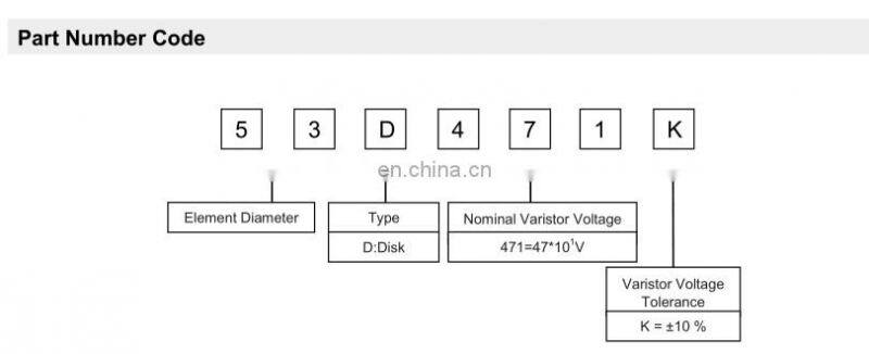 Metal Oxide Varistors 53D Series 240V to 1600V MOV